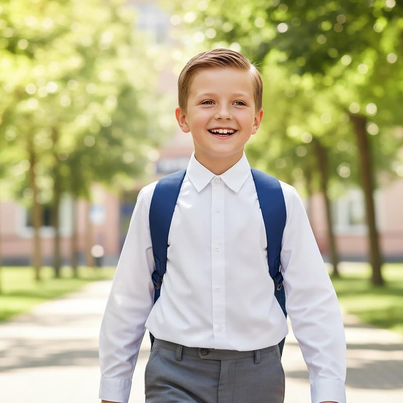 solomate Store Boys Girls Long Sleeve Button Down Shirts White Uniform Blouse School Top Formal Collared Outfits for Kids - Image 3